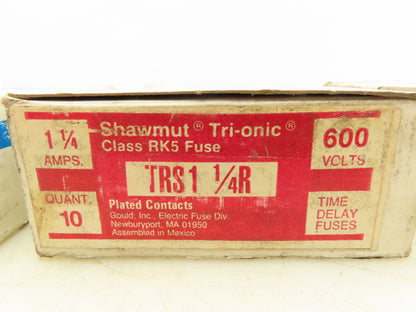 Shawmut TRS1-1/4 R Tri-onic Time Delay Fuse 1.25A 600VAC 600VDC Lot Of 30