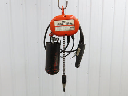 CM Lodestar A Electric Chain Hoist 1/8 Ton 250 LB 32 FPM 9' Lift 7' Control 3PH