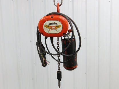 CM Lodestar A Electric Chain Hoist 1/8 Ton 250 LB 32 FPM 9' Lift 7' Control 3PH