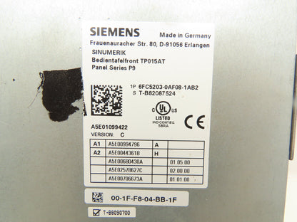 Siemens Simatic 6FC5203-0AF08 Operator Control Panel HMI 15" Screen