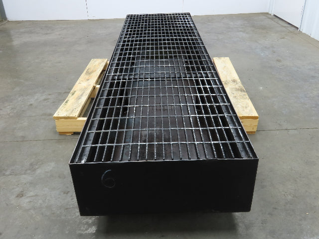 CNC Oil Coolant Tank 100gal Steel Oil Spill Catch Tank Walkway Grates 25x98x10"