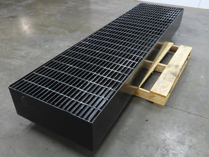 CNC Oil Coolant Tank 100gal Steel Oil Spill Catch Tank Walkway Grates 25x98x10"