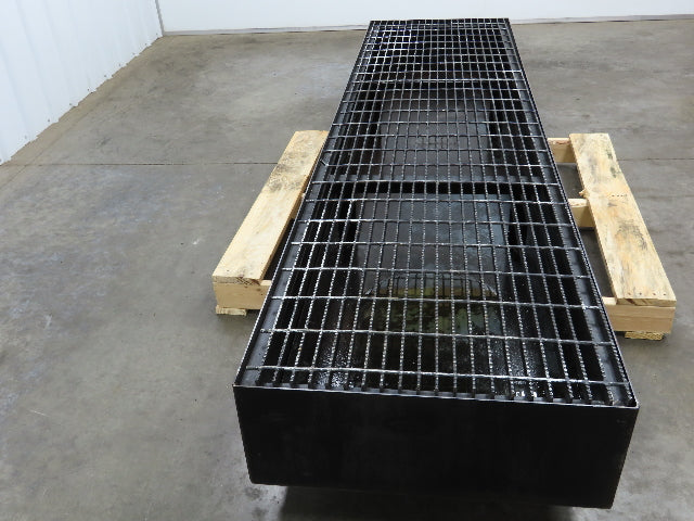 CNC Oil Coolant Tank 100gal Steel Oil Spill Catch Tank Walkway Grates 25x98x10"