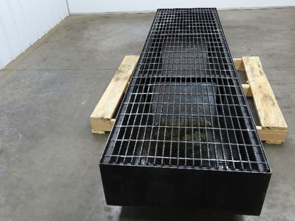 CNC Oil Coolant Tank 100gal Steel Oil Spill Catch Tank Walkway Grates 25x98x10"