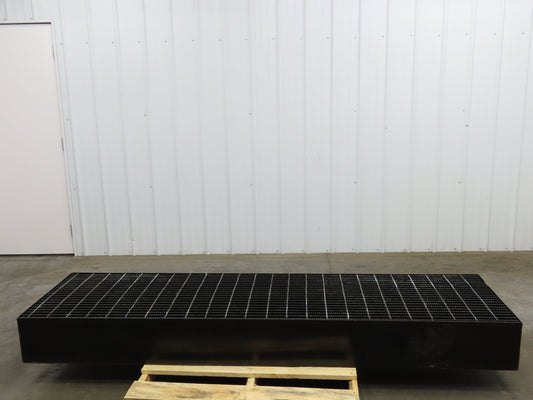 CNC Oil Coolant Tank 100gal Steel Oil Spill Catch Tank Walkway Grates 25x98x10"