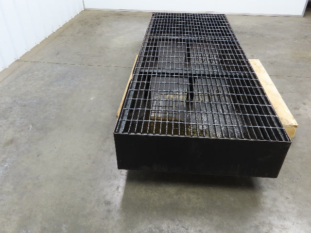 CNC Oil Coolant Tank 120gal Steel Oil Spill Catch Tank Walkway Grates 32x86x10"