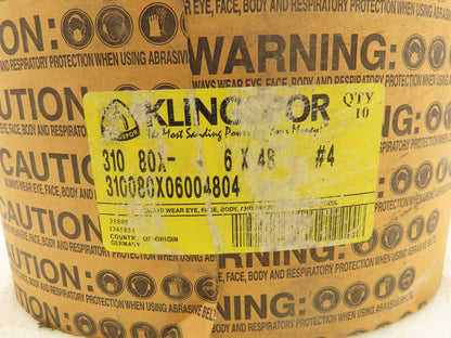 Klingspor 310080X06004804 Abrasive Belt 80 Grit Aluminum Oxide 6"x48" Lot Of 10