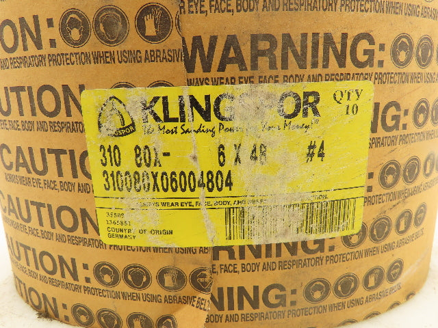 Klingspor 310080X06004804 Abrasive Belt 80 Grit Aluminum Oxide 6"x48" Lot Of 10