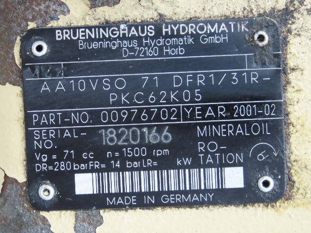 Rexroth AA10VSO 45/71 DFR1/31R Hydraulic Double Piston Pump 18/28gpm 4000psi