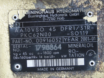 Rexroth AA10VSO 45/71 DFR1/31R Hydraulic Double Piston Pump 18/28gpm 4000psi