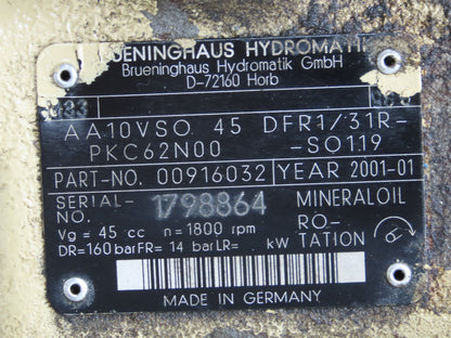 Rexroth AA10VSO 45/71 DFR1/31R Hydraulic Double Piston Pump 18/28gpm 4000psi