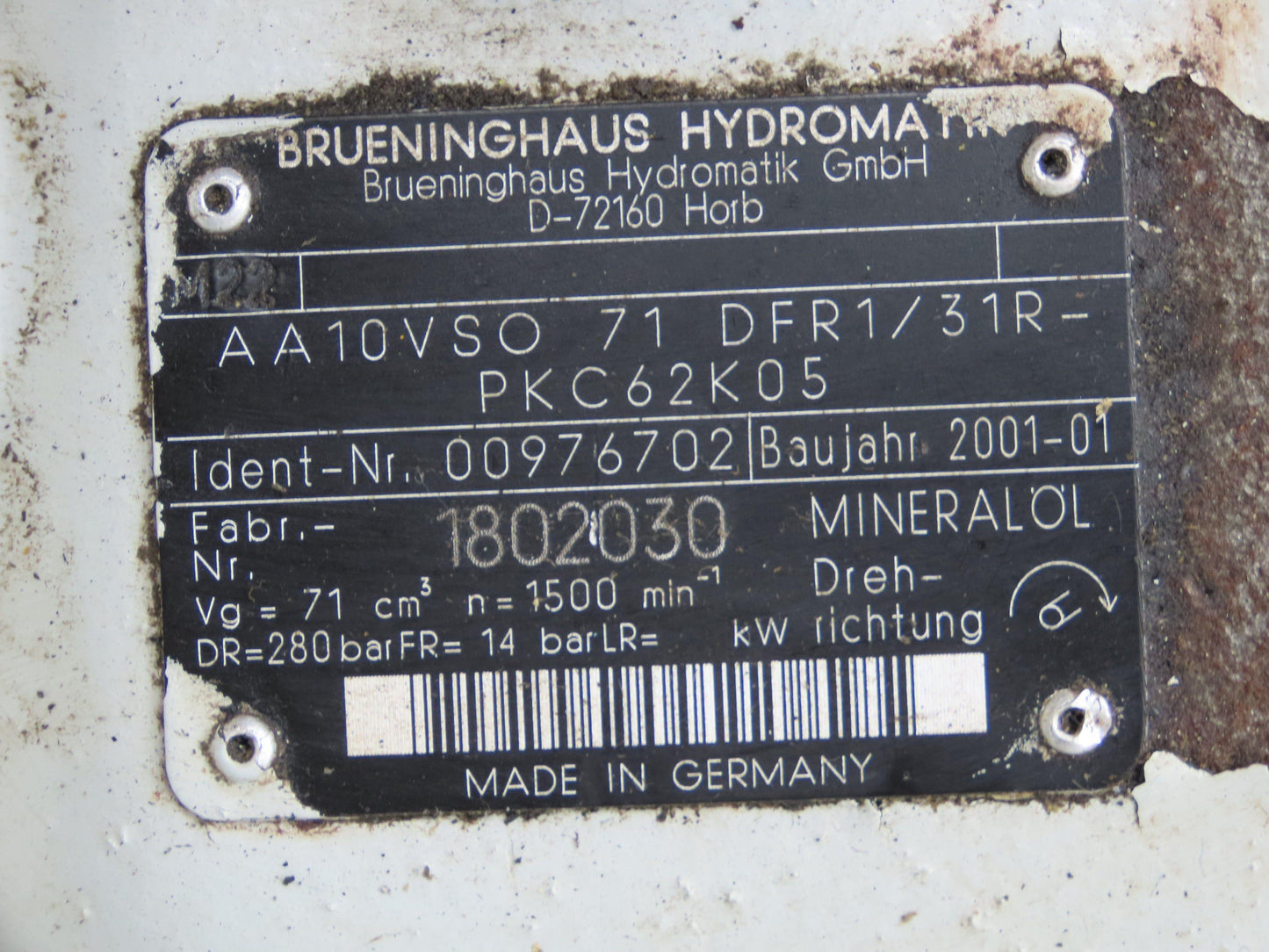 Rexroth AA10VSO 45/71 DFR1/31R Hydraulic Double Piston Pump 18/28gpm 4000psi