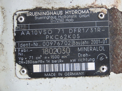 Rexroth AA10VSO 45/71 DFR1/31R Hydraulic Double Piston Pump 18/28gpm 4000psi