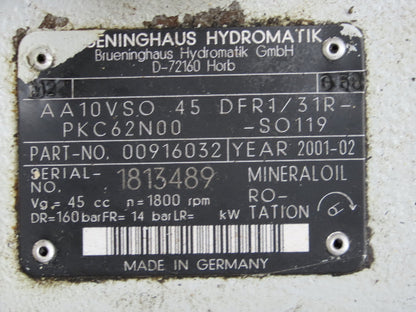 Rexroth AA10VSO 45/71 DFR1/31R Hydraulic Double Piston Pump 18/28gpm 4000psi