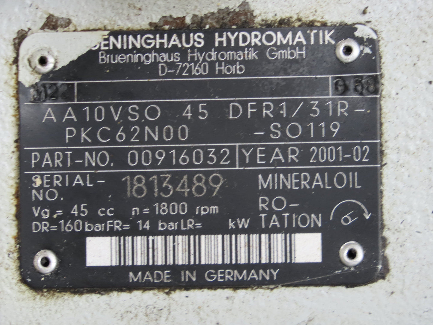 Rexroth AA10VSO 45/71 DFR1/31R Hydraulic Double Piston Pump 18/28gpm 4000psi