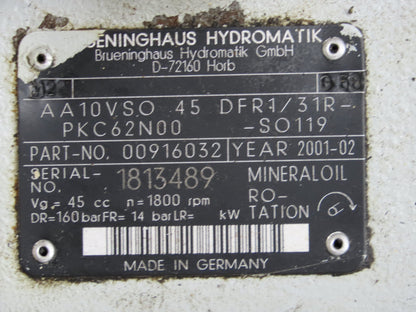 Rexroth AA10VSO 45/71 DFR1/31R Hydraulic Double Piston Pump 18/28gpm 4000psi