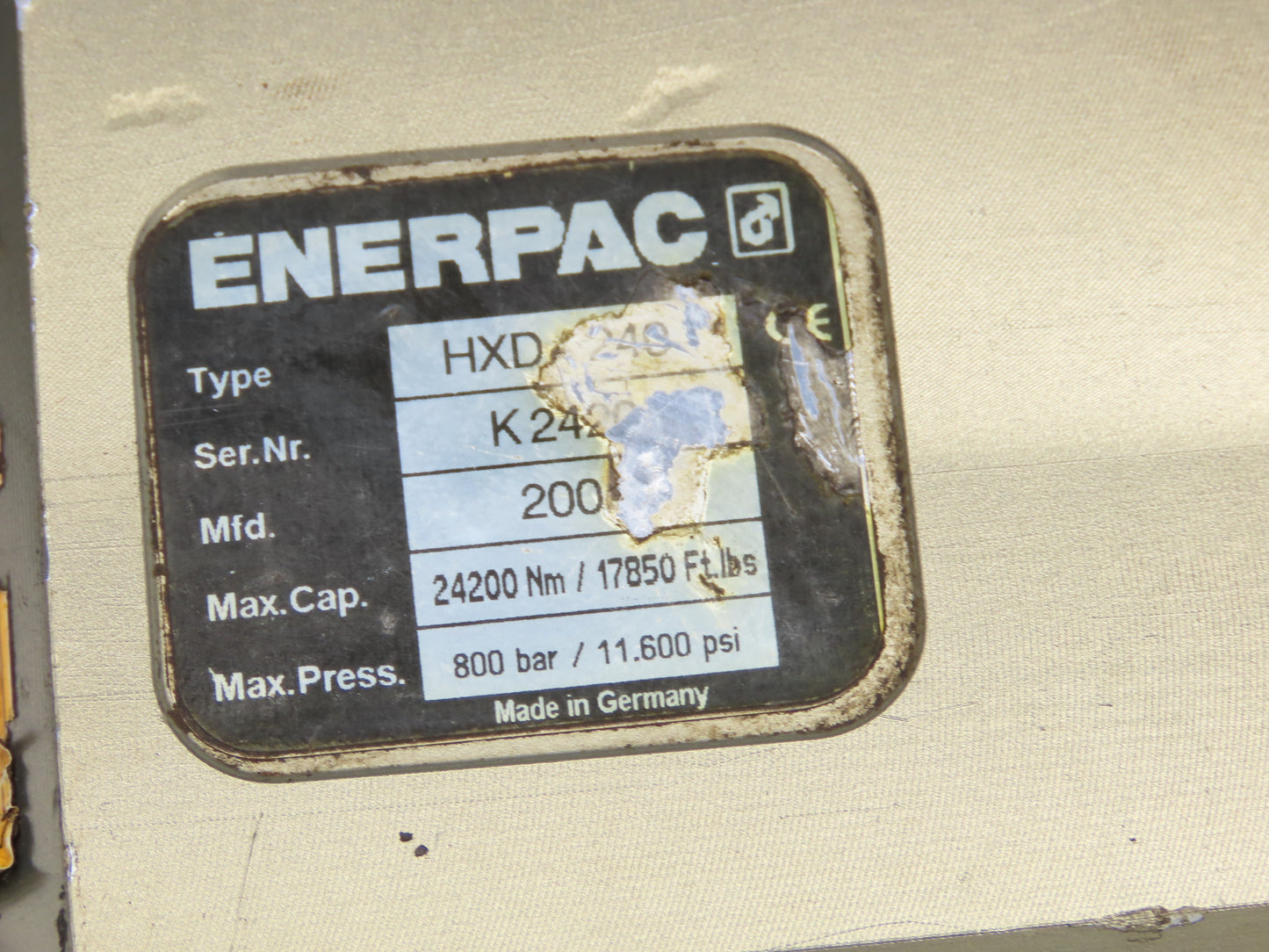Enerpac HXD-240 Hydraulic Torque Wrench 3-1/8" to 5" Hex Drive 17850 Ft-Lbs