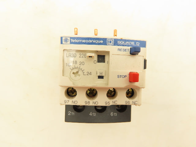 Schneider LR3D226 Thermal Overload Relay 600VAC 16-24A 3 Pole 1NO 1NC