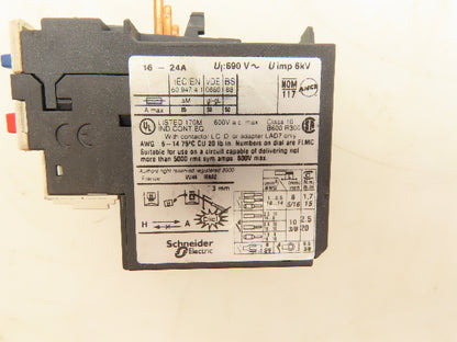 Schneider LR3D226 Thermal Overload Relay 600VAC 16-24A 3 Pole 1NO 1NC
