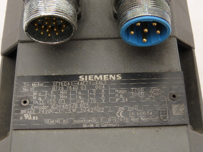 Siemens 1FT6041-4AF71-4AL3 Servo Motor 270V 7700 RPM 3PH Encoder IC2048S/R B25