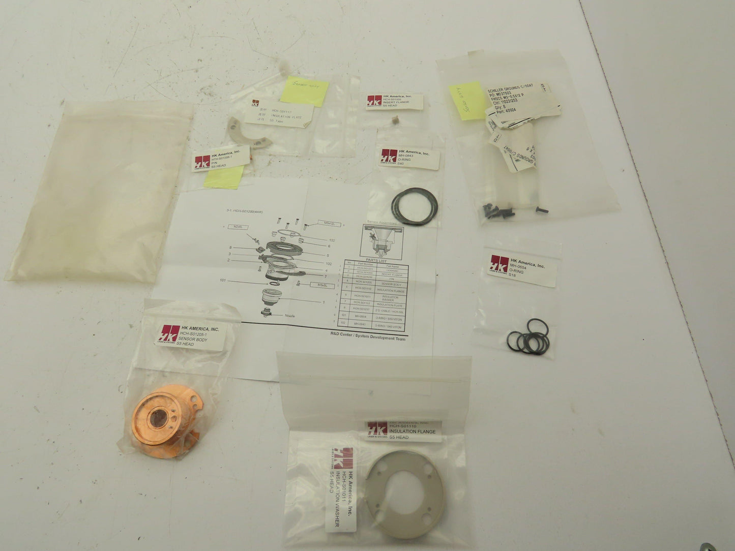 HK America HCH-S01200 4kW Co2 Laser Cutter S5 Head Body & Flange Repair Kit