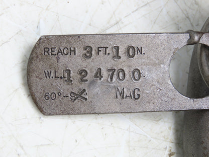 62T Sz 1 Grade 8 Steel 3-Leg Chain Lifting Rigging Sling 3' 10" Reach WLL 124700