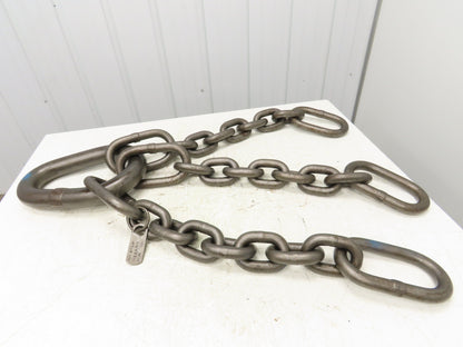 62T Sz 1 Grade 8 Steel 3-Leg Chain Lifting Rigging Sling 3' 10" Reach WLL 124700