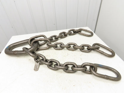 62T Sz 1 Grade 8 Steel 3-Leg Chain Lifting Rigging Sling 3' 10" Reach WLL 124700