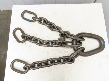 62T Sz 1 Grade 8 Steel 3-Leg Chain Lifting Rigging Sling 3' 10" Reach WLL 124700