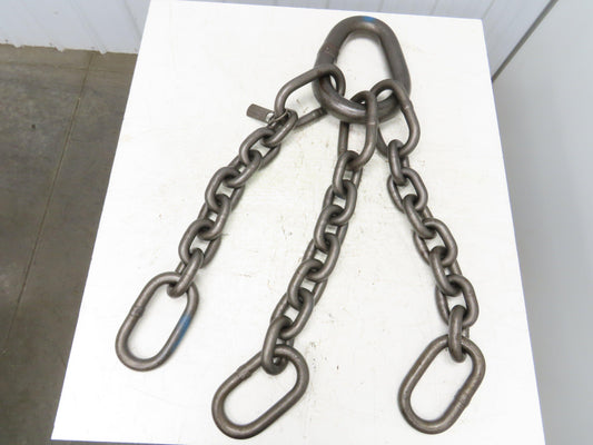62T Sz 1 Grade 8 Steel 3-Leg Chain Lifting Rigging Sling 3' 10" Reach WLL 124700