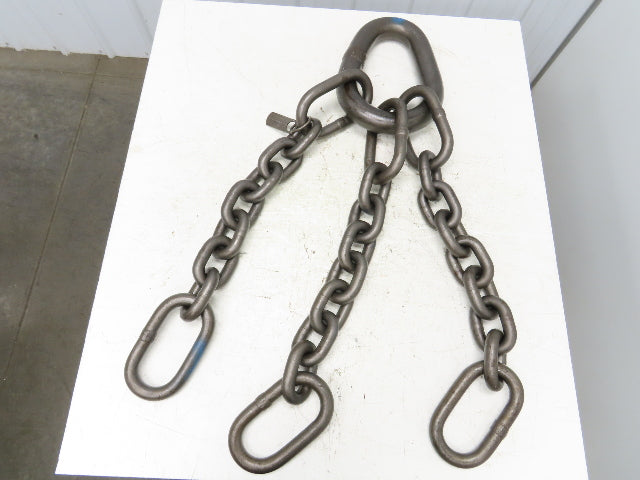 62T Sz 1 Grade 8 Steel 3-Leg Chain Lifting Rigging Sling 3' 10" Reach WLL 124700