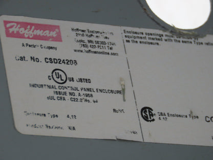 Hoffman CSD24206 Electrical Enclosure 24x20x6" w/Backplate Nema 12