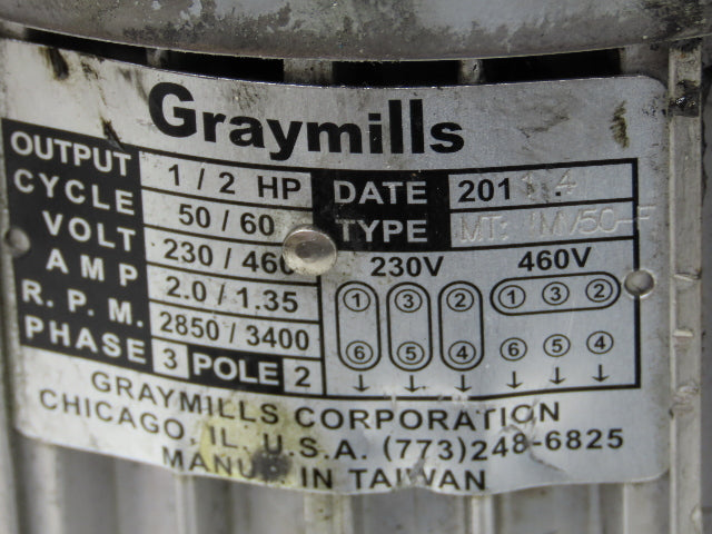 Graymills IMV50-F Immersion Coolant Pump 35 GPM .5HP 230/460V 3PH 3/4"npt