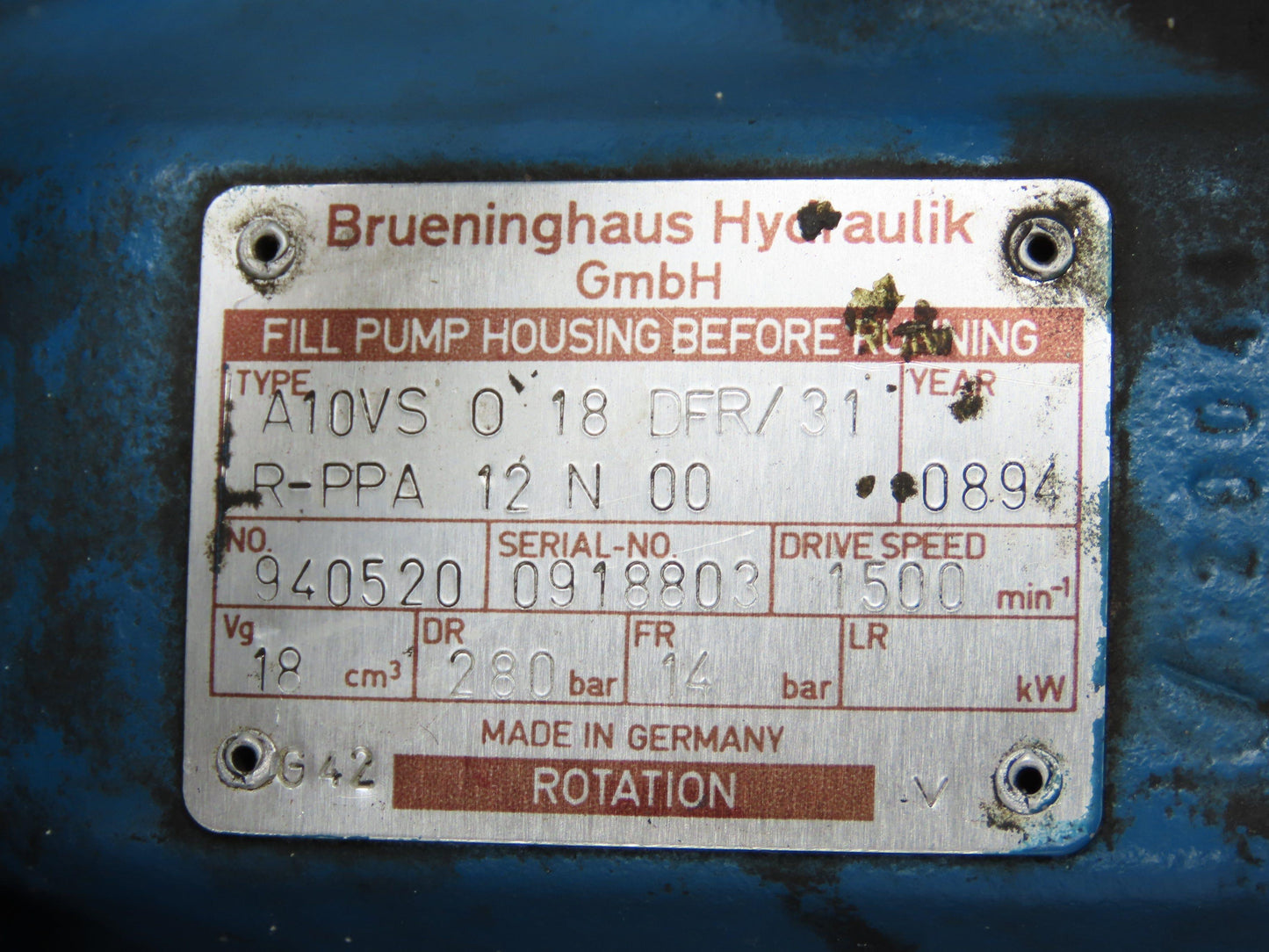 Rexroth A10VSO18DFR/31R Hydraulic Power Unit 20 Gal 7GPM 7.5Kw 400V Oilcooler