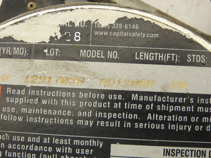 DBI-Sala AD120BR Rebel Protecta Self Retracting Polyester Web Lifeline 20'