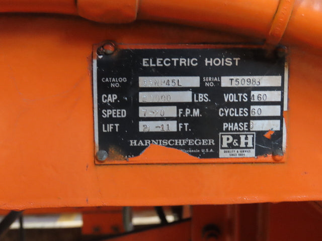 Cleveland Tramrail 10 Ton Double Girder Underhung Bridge Crane 45' 10" Span