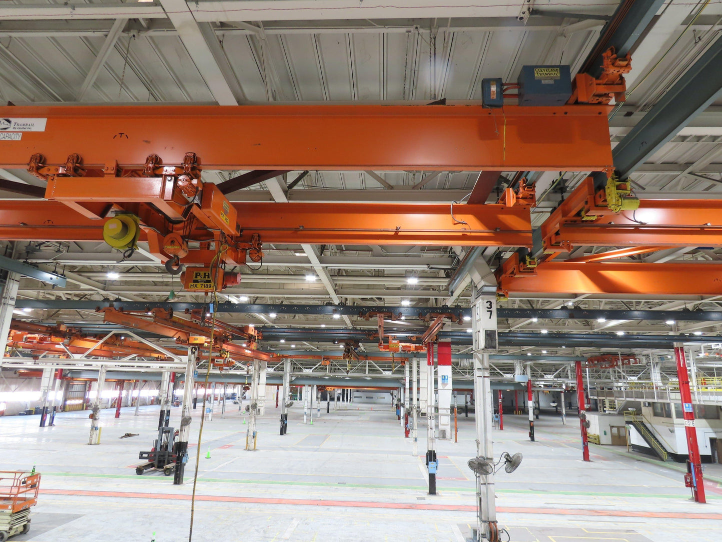 Cleveland Tramrail 10 Ton Double Girder Underhung Bridge Crane 45' 10" Span