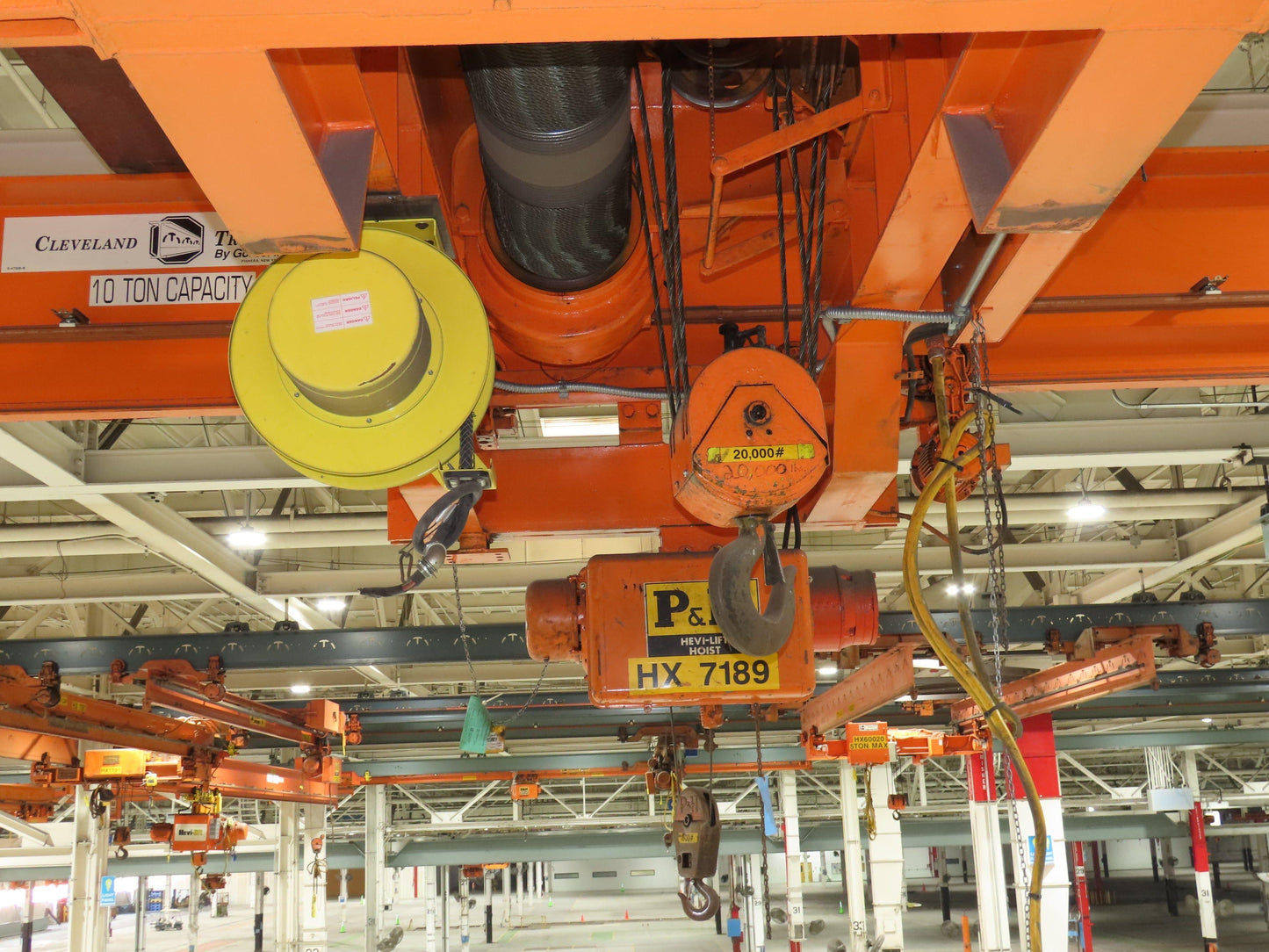 Cleveland Tramrail 10 Ton Double Girder Underhung Bridge Crane 45' 10" Span