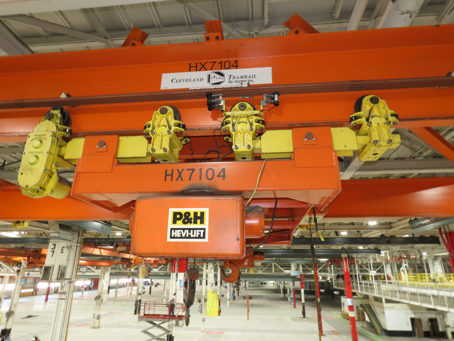 Cleveland Tramrail 25 Ton Double Girder Underhung Bridge Crane 45' 10" Span