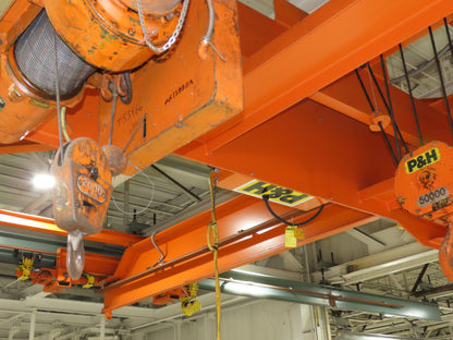 Cleveland Tramrail 25 Ton Double Girder Underhung Bridge Crane 45' 10" Span