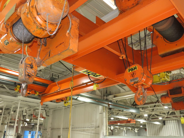 Cleveland Tramrail 25 Ton Double Girder Underhung Bridge Crane 45' 10" Span