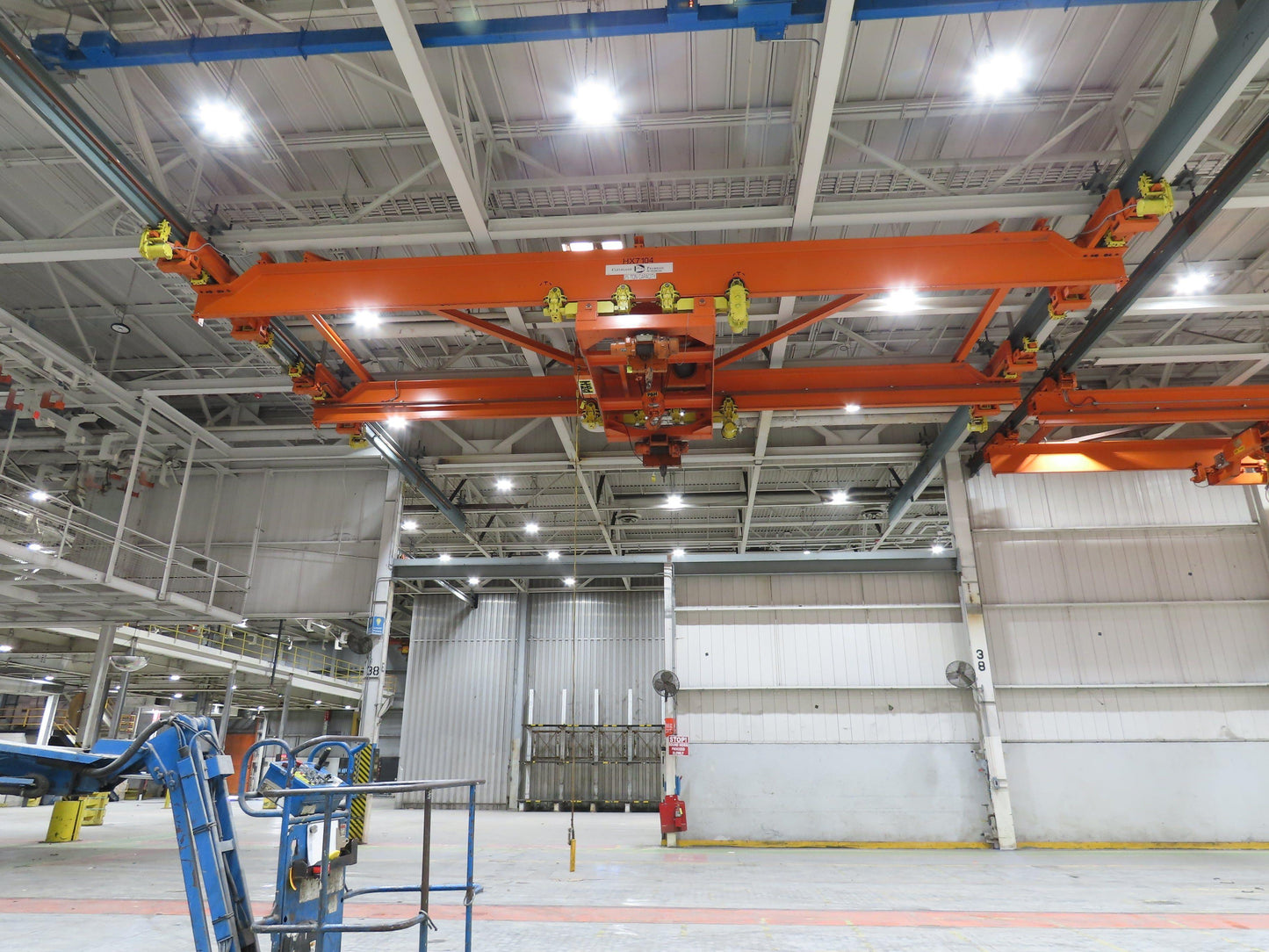 Cleveland Tramrail 25 Ton Double Girder Underhung Bridge Crane 45' 10" Span