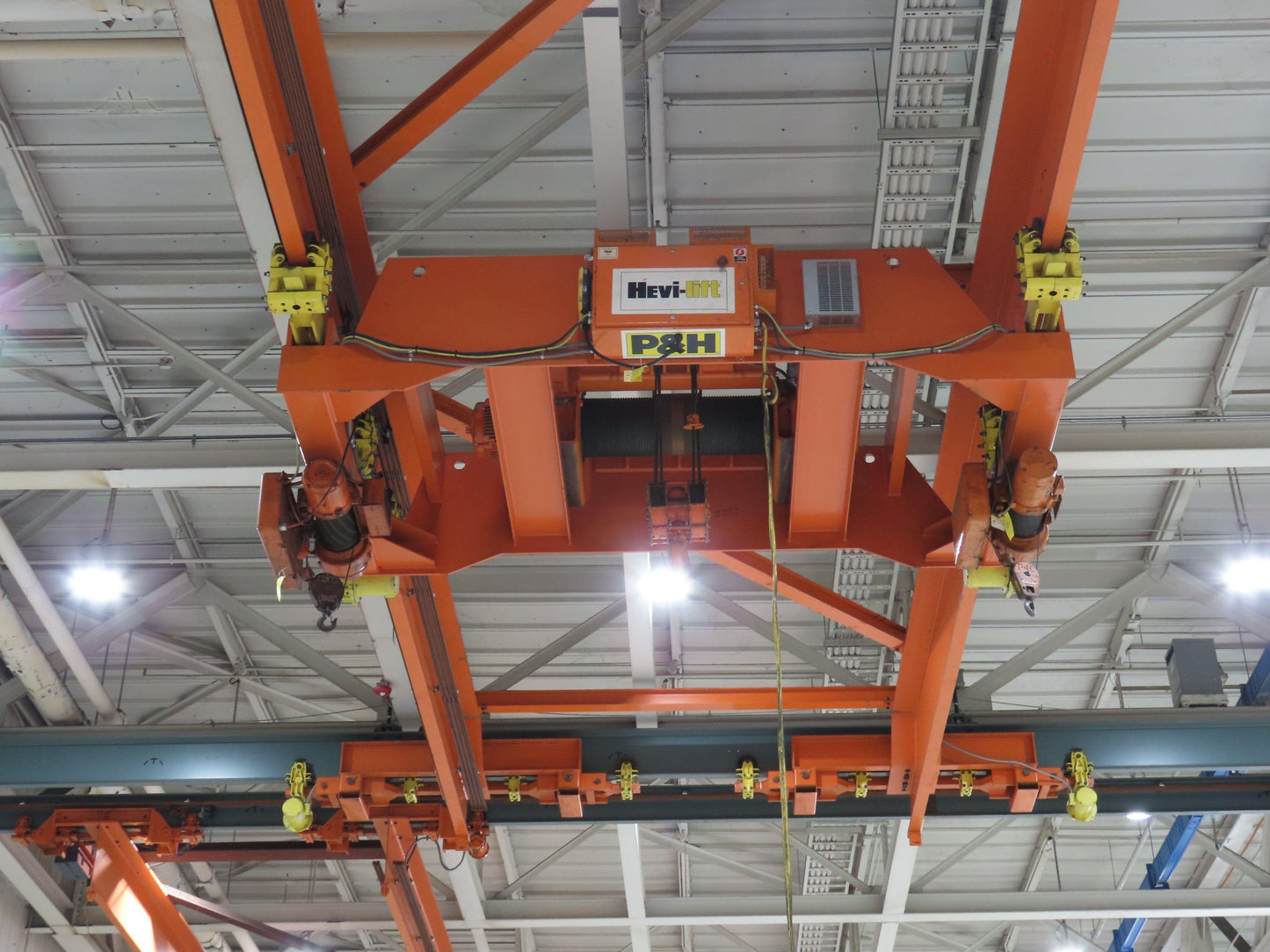 Cleveland Tramrail 25 Ton Double Girder Underhung Bridge Crane 45' 10" Span