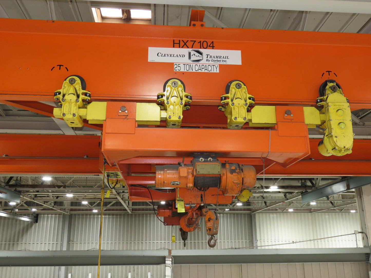 Cleveland Tramrail 25 Ton Double Girder Underhung Bridge Crane 45' 10" Span