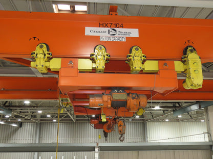 Cleveland Tramrail 25 Ton Double Girder Underhung Bridge Crane 45' 10" Span