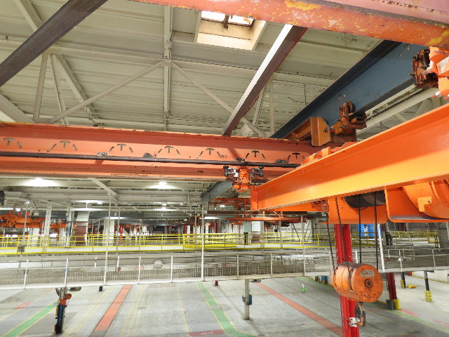 Cleveland Tramrail P&H 5 Ton Double Girder Underhung Bridge Crane 28' Span