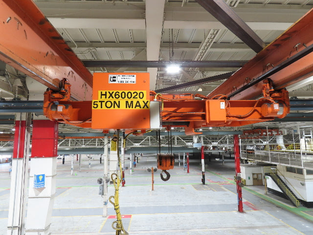 Cleveland Tramrail P&H 5 Ton Double Girder Underhung Bridge Crane 28' Span