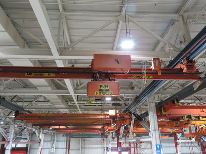 P&H 1 Ton Single Girder Underhung Bridge Crane 28' Span
