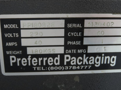 Preferred Packaging PP180828 Heat Shrink Tunnel 220V 40A 60Hz 1PH Top Only