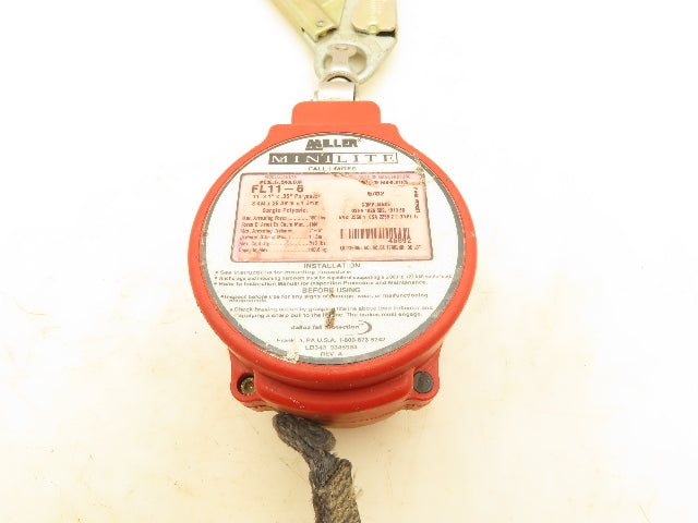 Miller FL11-6 Mini Lite Fall Protection 11' Lanyard w/Swivel Shackle Rebar Hook